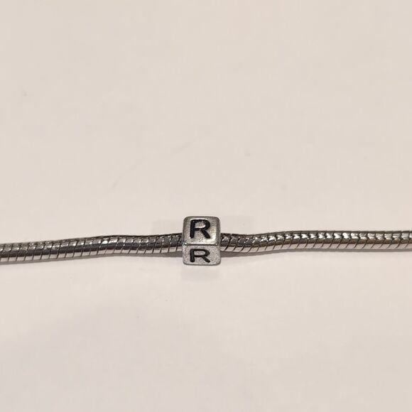 Silver R Spacer Charm for Pandora Style Bracelet‎ - Picture 3 of 5